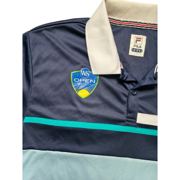 FILA W&S Cincinnati Open Tennis Womens Polo Size XL Navy white and teal - Picture 5 of 12